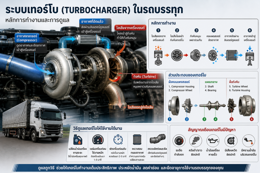 ระบบเทอร์โบ (Turbocharger) ในรถบรรทุก: หลักการทำงานและการดูแล