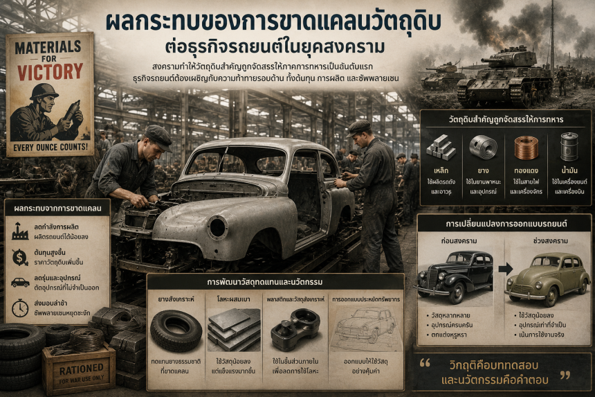 ผลกระทบของการขาดแคลนวัตถุดิบต่อธุรกิจรถยนต์ในยุคสงคราม