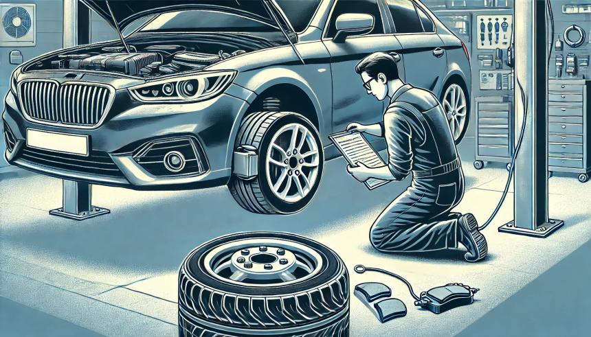 การตรวจสอบสภาพยางและระบบเบรกของรถมือสอง